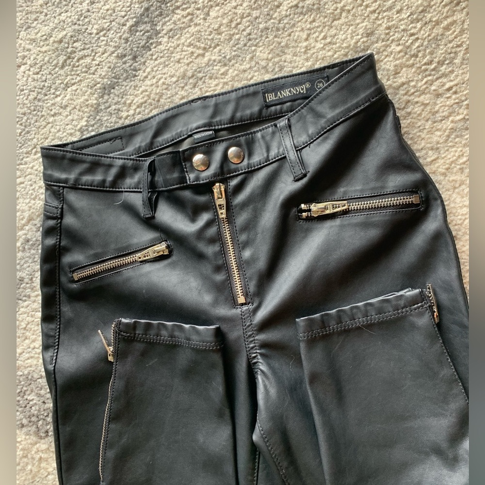 Size 26 skinny cut [Blank | NYC] black pleather pant.